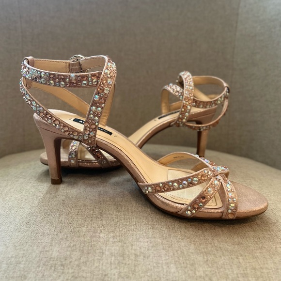 Alex Marie Kandis Rhinestone Embellished Strapy Heels in Rose Gold - Picture 3 of 6